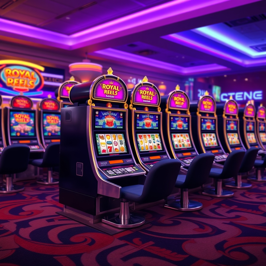 Slot machines closeup Royal Reels Casino